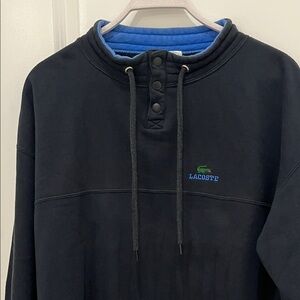 VTG Lacoste Men's Black Sweatshirt with Green and Blue Logo-Men’sXLT